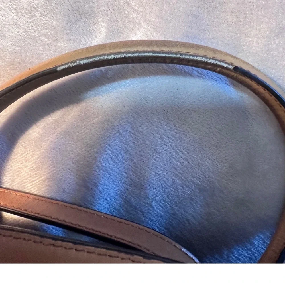 Michael Kors Hamilton Satchel Brown Logo Canvas Leather Trim Gold Hardware